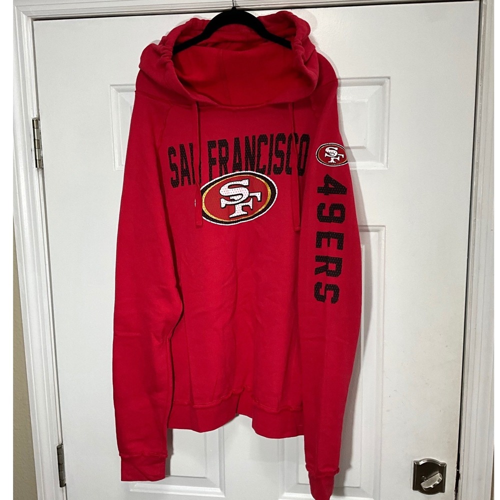 NFL Team Apparel Womens San Francisco 49ers Red Cowl Neck Hoodie XL Pullover